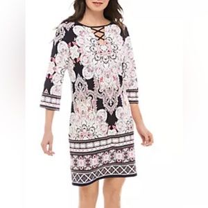 Sandra Darren Shift Dress Navy Pink Size Small